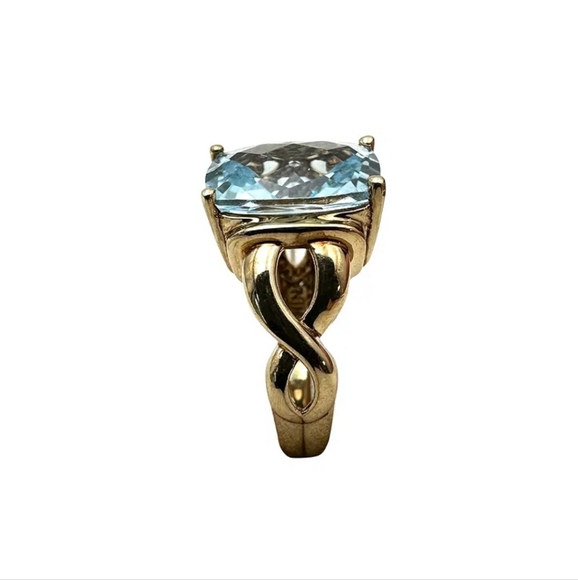Blue Topaz Gold Over Sterling Silver Cushion Cut Ring Size 5